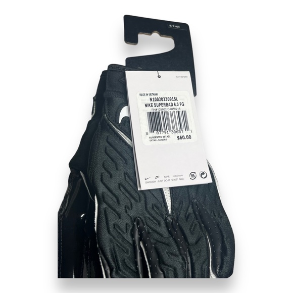 Nike Superbad 6.0 Alpha Football Gloves Black White Size S - Picture 5 of 6